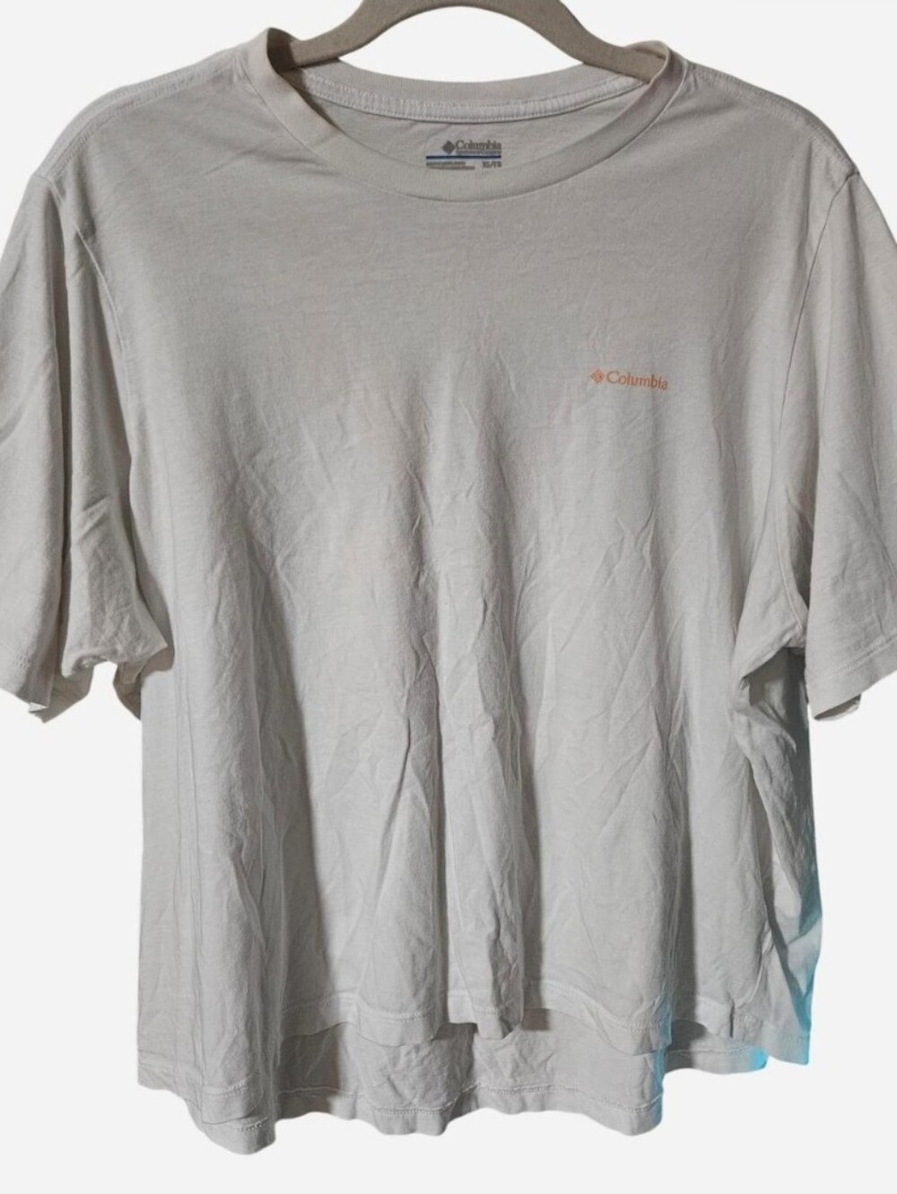 ​🔥 Vintage-Vibe Columbia Graphic Tee | White & Orange Sun | XL